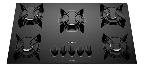 Cooktop 5 Bocas Preto Com Mesa Vidro Atlas Agile Up Bivolt