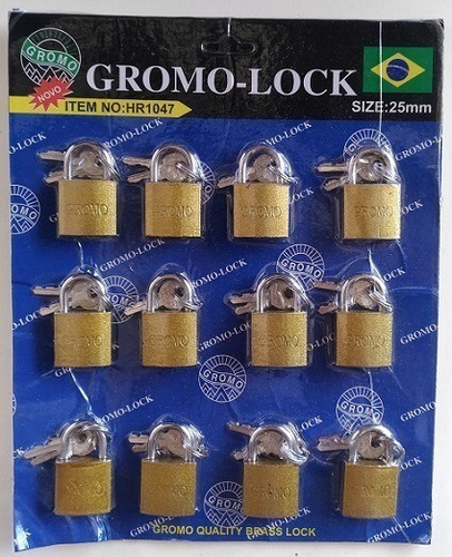 Kit 12 Cadeados 25mm Dourado Forte Resistente Porta Oferta