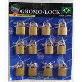 Kit 12 Cadeados 25mm Dourado Forte Resistente Porta Oferta