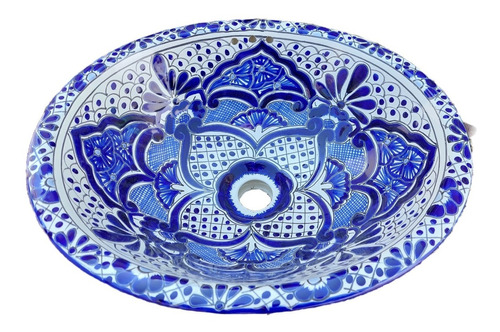 Lavabo De Talavera, Azul Y Blanco