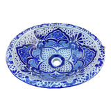 Lavabo De Talavera, Azul Y Blanco