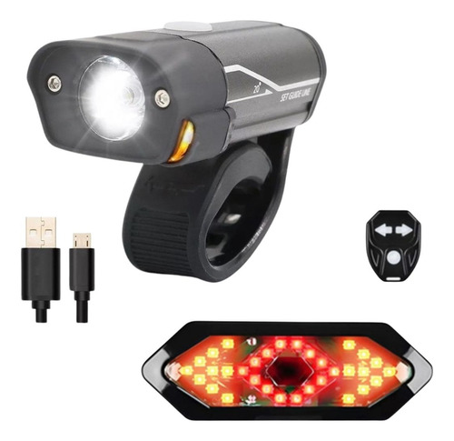 Lanternas Bike Frontal Led E Pisca Taseiro Seta Buzina Recar