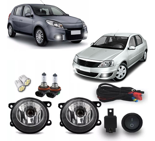 Kit Farol Milha Logan 2014 Sandero 2011 2012 2013 +4 Brindes