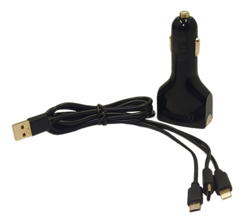 Carregador Veicular V3.0 - 3em1 (v8/tipoc/ios) 4 Portas Usb