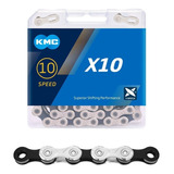 Corrente Kmc X10 Silver Prata 116l 10v 2x10v 3x10v Speed Mtb