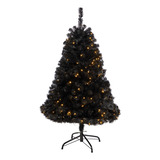 Arbol De Navidad Artificial Negro De 4 Pies Con 170 Luces Le