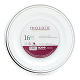 Mozaik Premium Plastic 7.5  Silver Banded Accent Plates, 16 