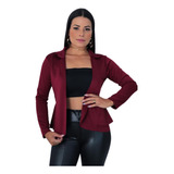 Blazer Terninho Feminino Com Babado Cinturado Neoprene