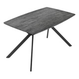 Mesa Comedor Nordico 4pers Gris Casa Hogar Lujo 130x80x74 Tapa Gris Oscuro Patas Negro