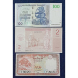 3 Billetes De Zimbawe, Nepal Y Armenia, Estado Unc