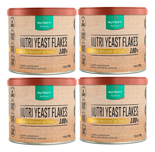 4x Nutri Yeast Flakes Suplemento Levedura Nutricional - 100g