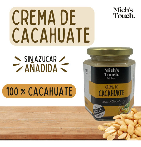 Crema De Cacahuate Sin Azúcar 100% Natural 250grs