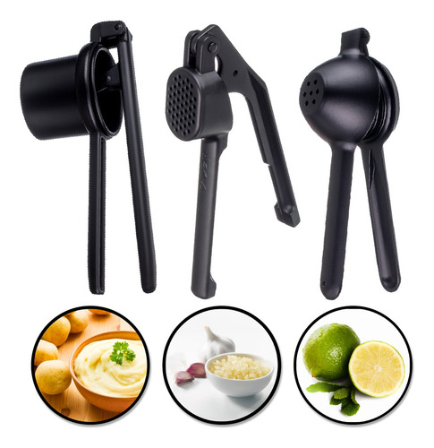 Kit Cozinha Completo Espremedor Reforçado Alho Limão Batata