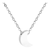 Collar Mujer Luna Mini Minimalista Acero Inoxidable Plata