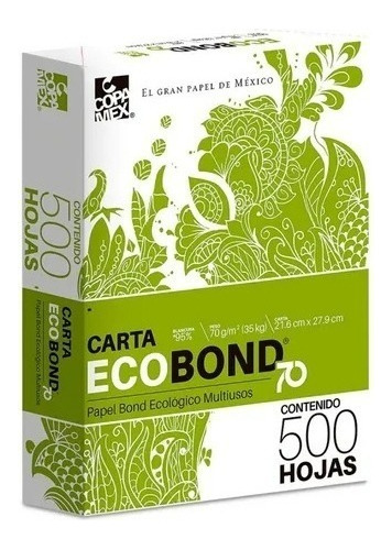 Papel Blanco Bond Carta Paquete Con 500 Hojas Ecobond  