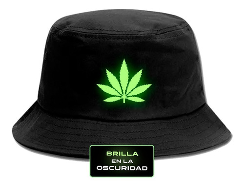 Sombrero Bucket Pescador Brilla Oscuridad Marihuana Canabis