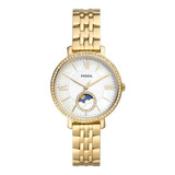 Reloj Mujer Fossil Jacqueline De Acero Color De La Correa Dorado