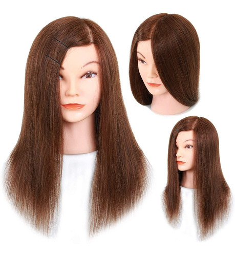 Cabezote Maniquí Cabello 100% Real Human Hair  Para Estética