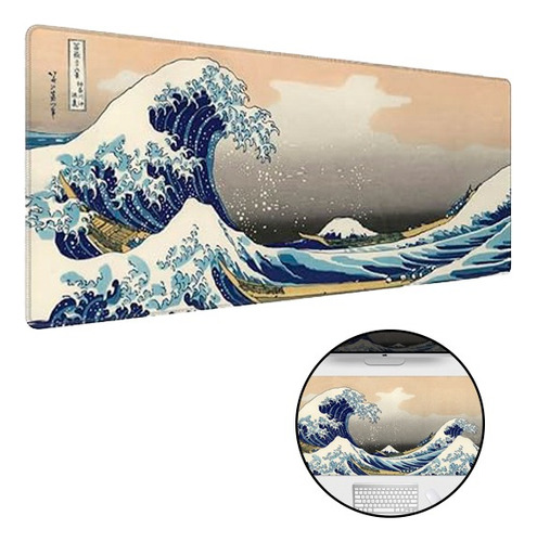 Mousepad Gaming 100x50cm Xxxl Diseño Gran Ola Ukiyo-e