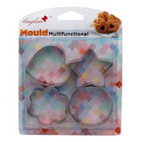 Pack 4 Moldes Metal De Galleta Cortapastas Diferentes Formas