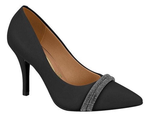 Scarpin Feminino Vizzano Salto Alto Bico Fino Brilho Strass