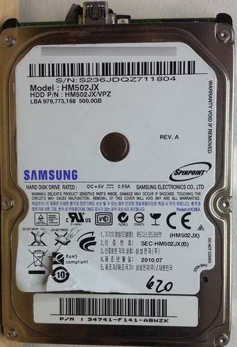 Disco Externo Samsung Hm502jx/vpz 500gb - 620 Recuperodatos