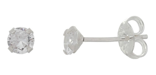 Brinco Masculino Prata Pura 950 Pedra Diamante Sintético 6mm