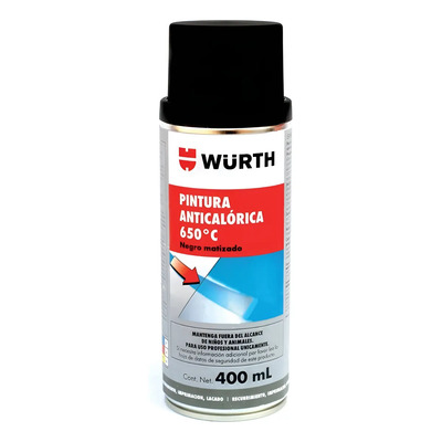 Laca Anti Calórica Würth® Negro Mate 400 Ml Hasta 650°c Tecnología Premium Alemana