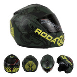 Casco Moto Roda Abatible Dot Revenge Vikingo Verde Amarillo