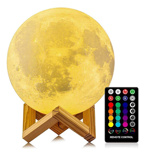 Lámpara De Luna Con Impresión 3d Led 16 Colores Rgb L...