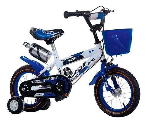 Bicicleta Infantil Color Azul Con Ruedas De Entrenamiento