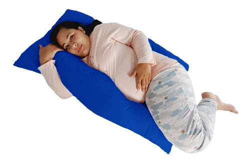 Almofada Extra Grande P/grávida Dormir De Lado Rápid Cor Azul-escuro