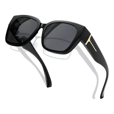 Lentes De Sol Sobrepuestos Clip On Polarizado Uv Hombre Mujer Estilo Clásico Unisex De Moda Anti Luz Solar Diseño Negro Brillante Joopin M8511 | Meses sin interés