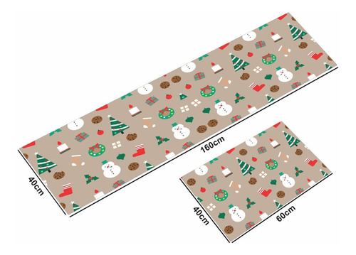 Tapete Para Cozinha Divertido Natal Pattern Árvore Kit