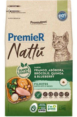 Ração Premier Nattu Abóbora Gatos Filhotes 1,5kg