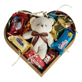 Cesta De Coração Com Chocolates + Pelucia Presente Mimo