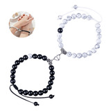 2pcs Regalo Pulsera Con Imán Magneticá Para Pareja Ajustable