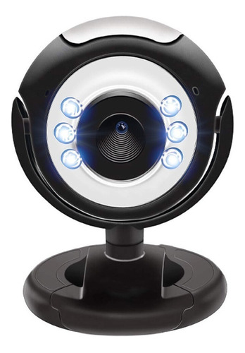 Webcam Lehmox Ley-53 Luz Led 360°g Hd 720p Usb Microfone Cor Preto