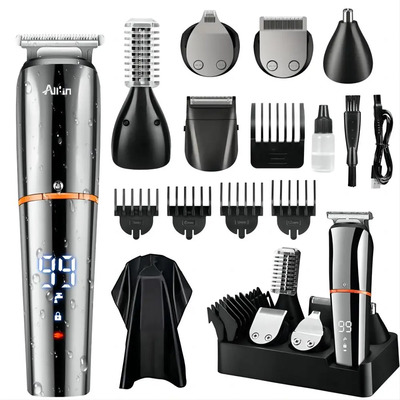 All-in® Rasuradora Electrica Afeitadora Kit 6 En 1 Barba Cabello Nariz Cuerpo Shaver Recargable Cortadora B-0713 Silver | Envío gratis