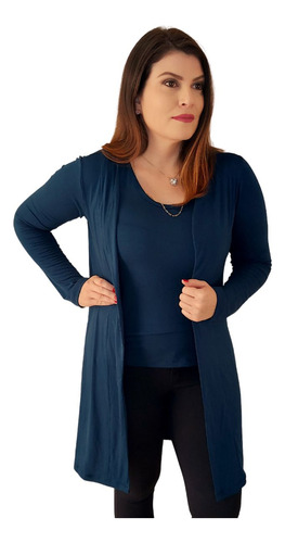 Cardigan Feminino Plus Size Casaco Longo Kimono Sobretudo