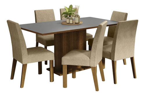 Juego Comedor Mesa Tablero Madera 6 Sillas Renata Madesa M/g