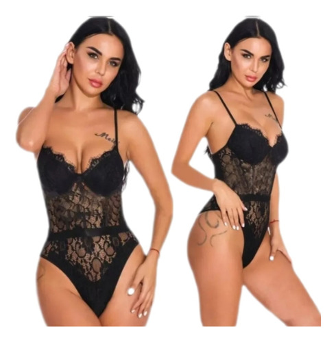 Body De Encaje Con Tiras Sexy Lenceria Intima