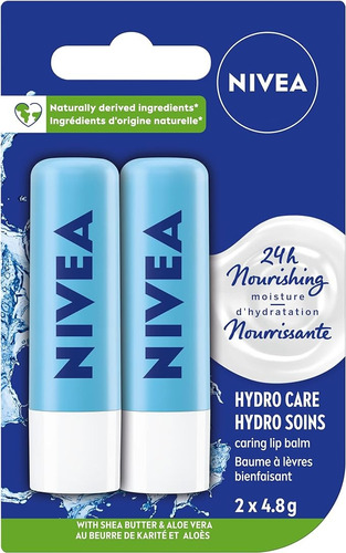 Blíster 2 Pzas Nivea Labello Hydro Care Bálsamo Labial 4.8 G