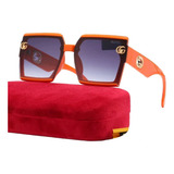 Gafas Lentes Sol Moda Unisex Cuadrado Gcci-naranaja