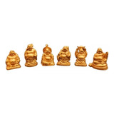 Set 6 Mini Budas Sonrientes Feng Shui Budismo Decoración