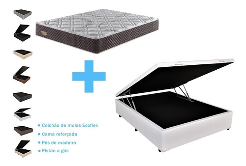 Cama Box Baú Viúva + Colchão Molas Ecoflex  1.20 X 1.98