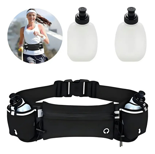 Cinturón De Hidratación Para Correr Con Botellas - Negro