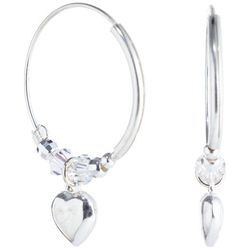 Argolla Swarovski Dije Corazón Aros Aritos Mujer Plata 925