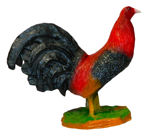 Gallo De Pelea, Colorado, Figura De Resina, 20x10cms