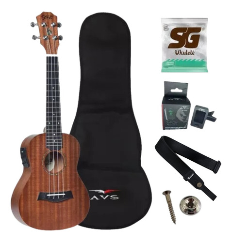 Ukulele Seizi Elétrico Concert Bali Sapele + Kit